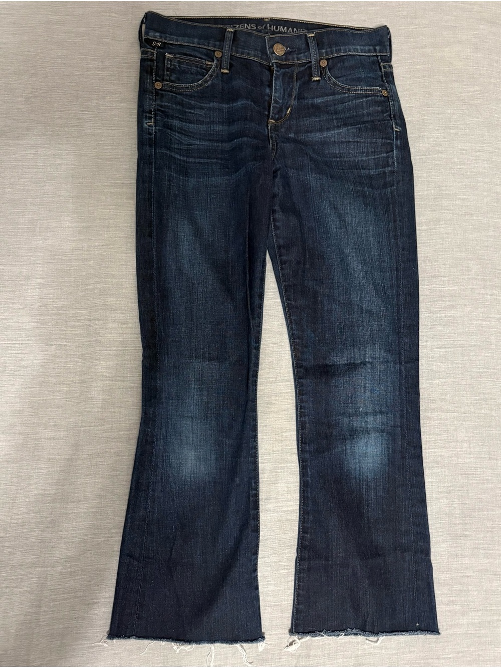 Citizens Of Humanity Dark Blue Flare Jeans with raw hem